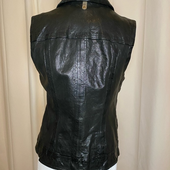 Mackage black leather moto vest size M - Picture 3 of 4